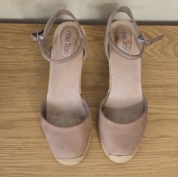 Me Too Women’s Bethany Leather Espadrille Taupe Wedge Sandal Size 9.5 - Picture 11 of 13